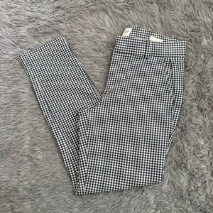 GAP Mid Rise Gingham Signature Skinny Ankle Pants Navy White Women's 4